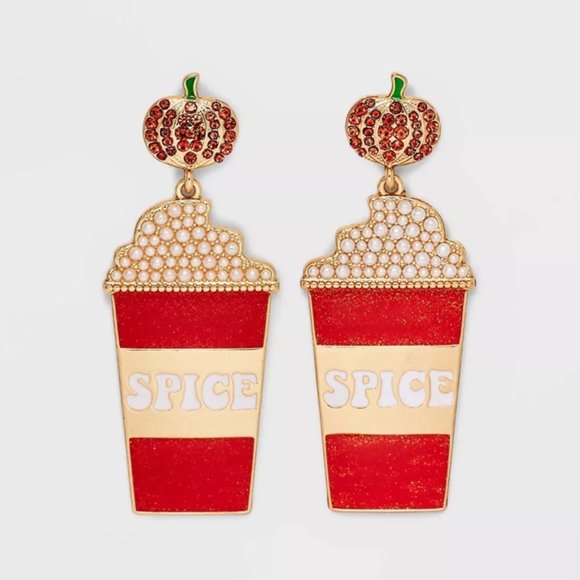 BaubleBar Jewelry - SugarFix by Baublebar PSL Pumpkin Spice Latte Drop Dangle Sparkly Earrings NWT